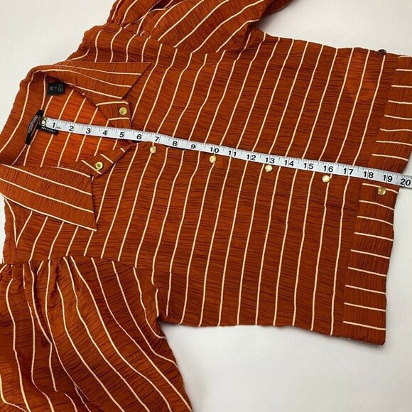 SCOTCH & SODA Orange Pin Striped Puff Sleeve Blouse & Ruched Skirt Size S - Picture 7 of 14